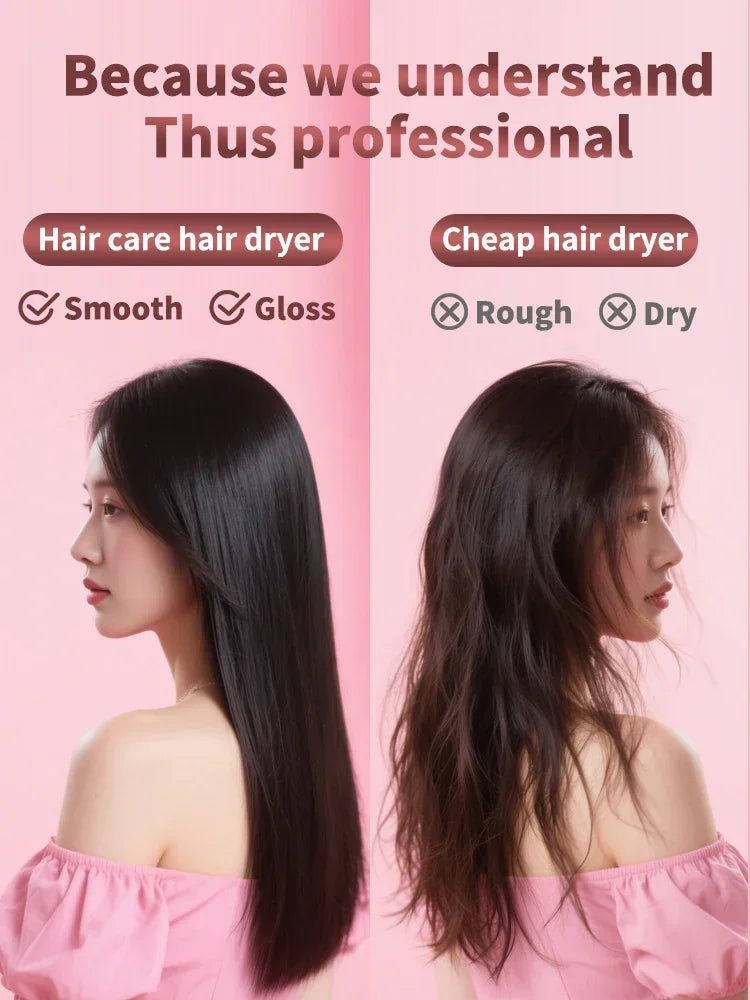 Professional Leafless Hair Dryer Negative Ion Home Salon Personal Hair Styling Tool Compact Electric Hair Dryer for Fast Drying