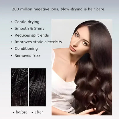 Professional Leafless Hair Dryer Negative Ion Home Salon Personal Hair Styling Tool Compact Electric Hair Dryer for Fast Drying