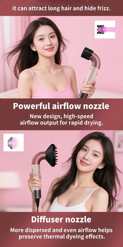 Professional Leafless Hair Dryer Negative Ion Home Salon Personal Hair Styling Tool Compact Electric Hair Dryer for Fast Drying