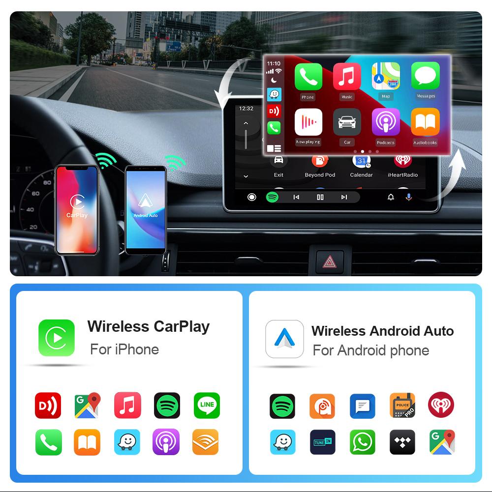 Driveasy™ - Adaptateur 2 en 1 CarPlay & Android Auto Sans Fil – Convertisseur USB Plug & Play pour Voiture avec Système OEM