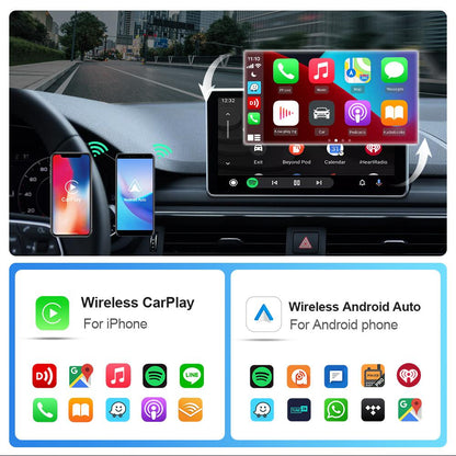 Driveasy™ - Adaptateur 2 en 1 CarPlay & Android Auto Sans Fil – Convertisseur USB Plug & Play pour Voiture avec Système OEM